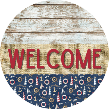Wreath Sign, Nautical Sign, Beach Sign, DECOE-2098, Sign For Wreath, Round Sign, DecoExchange - DecoExchange®